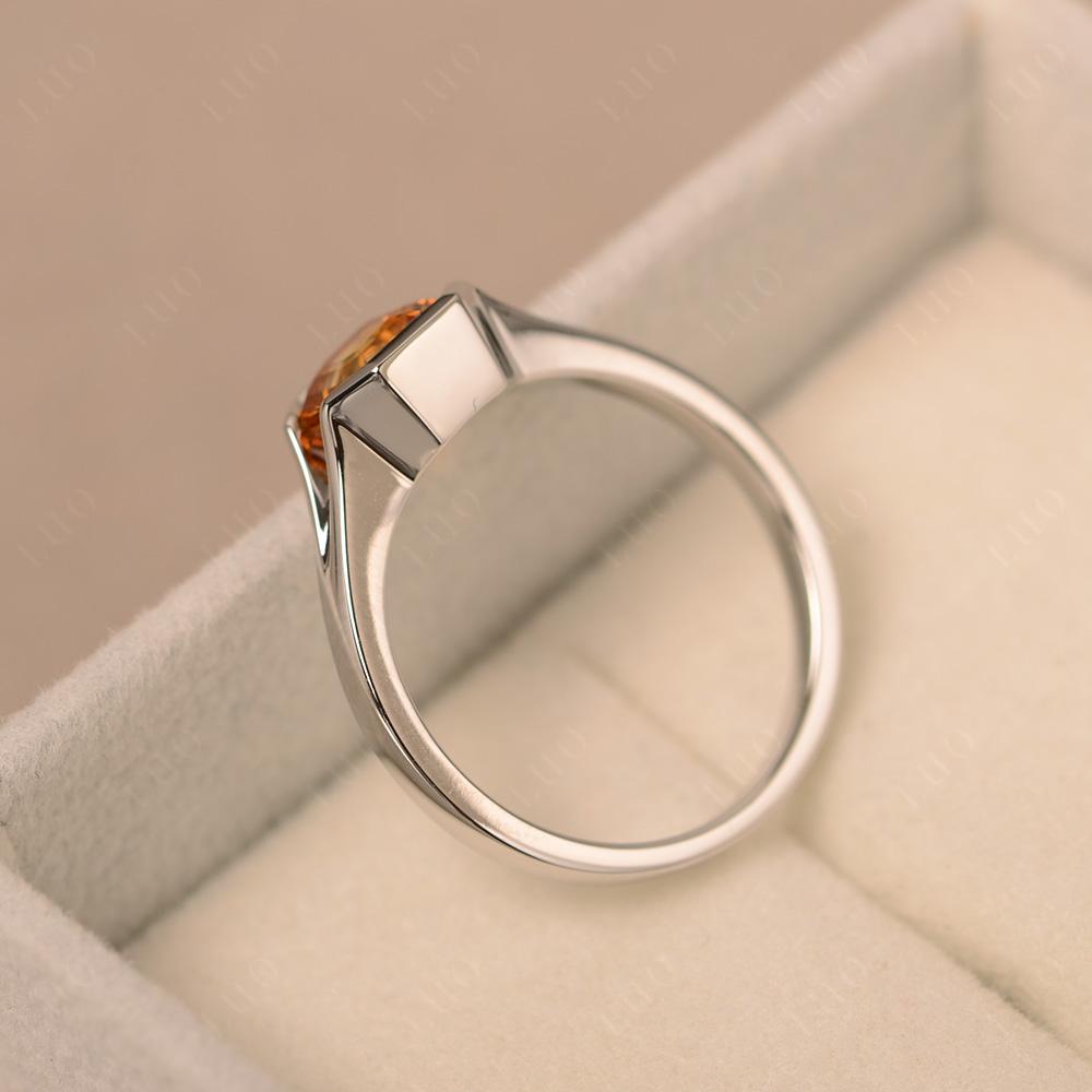 Asscher Cut Citrine Solitaire Engagement Ring - LUO Jewelry