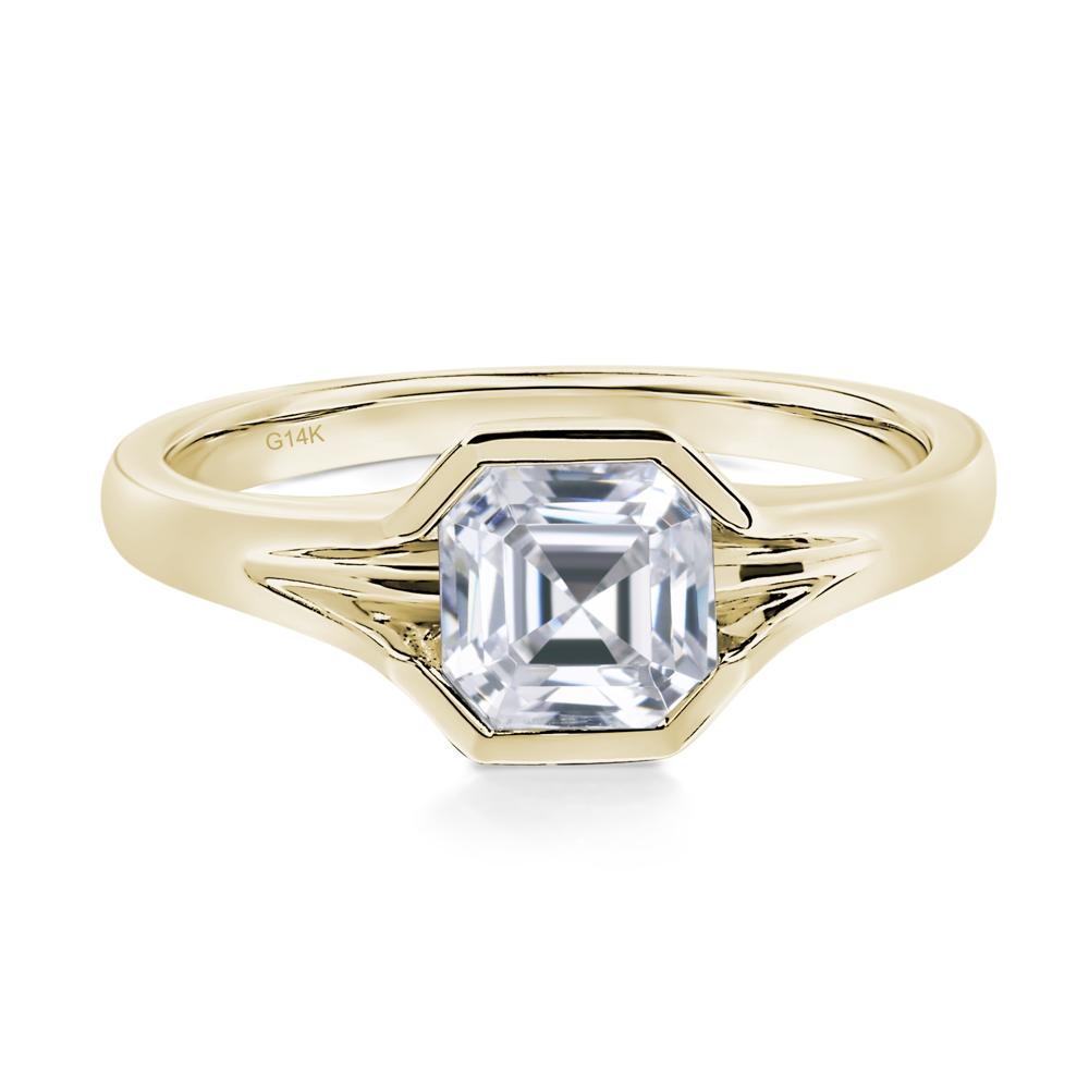 Asscher Cut Cubic Zirconia Solitaire Promise Ring - LUO Jewelry #metal_14k yellow gold