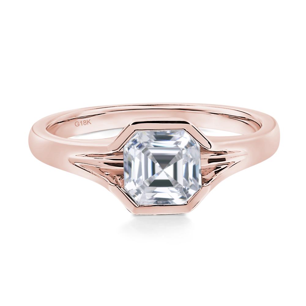 Asscher Cut Cubic Zirconia Solitaire Promise Ring - LUO Jewelry #metal_18k rose gold