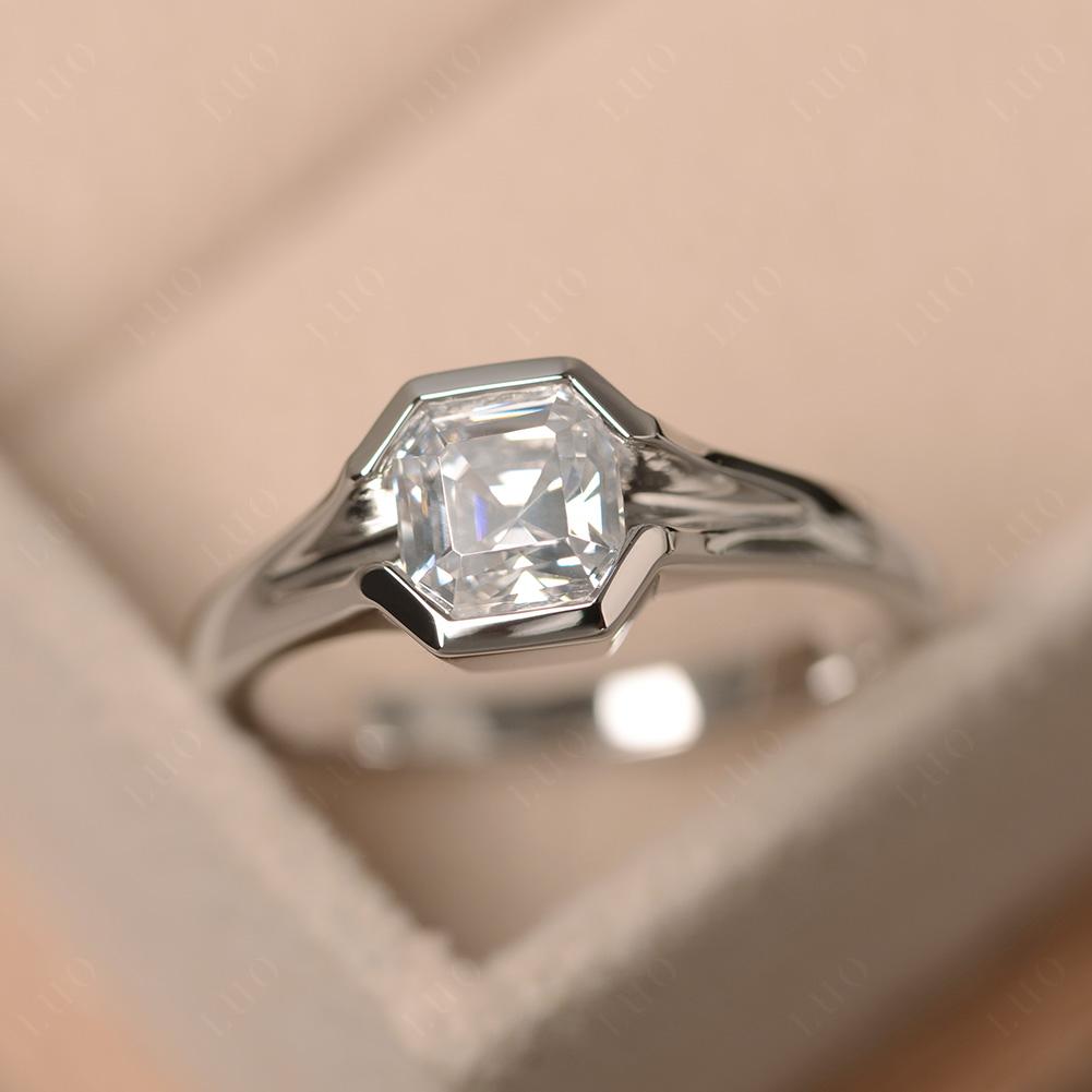 Asscher Cut Cubic Zirconia Solitaire Promise Ring - LUO Jewelry