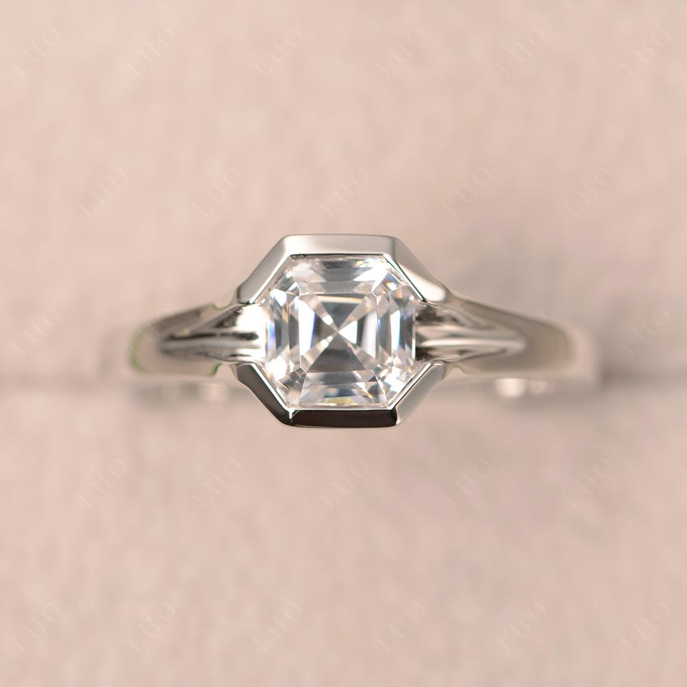 Asscher Cut Cubic Zirconia Solitaire Promise Ring - LUO Jewelry