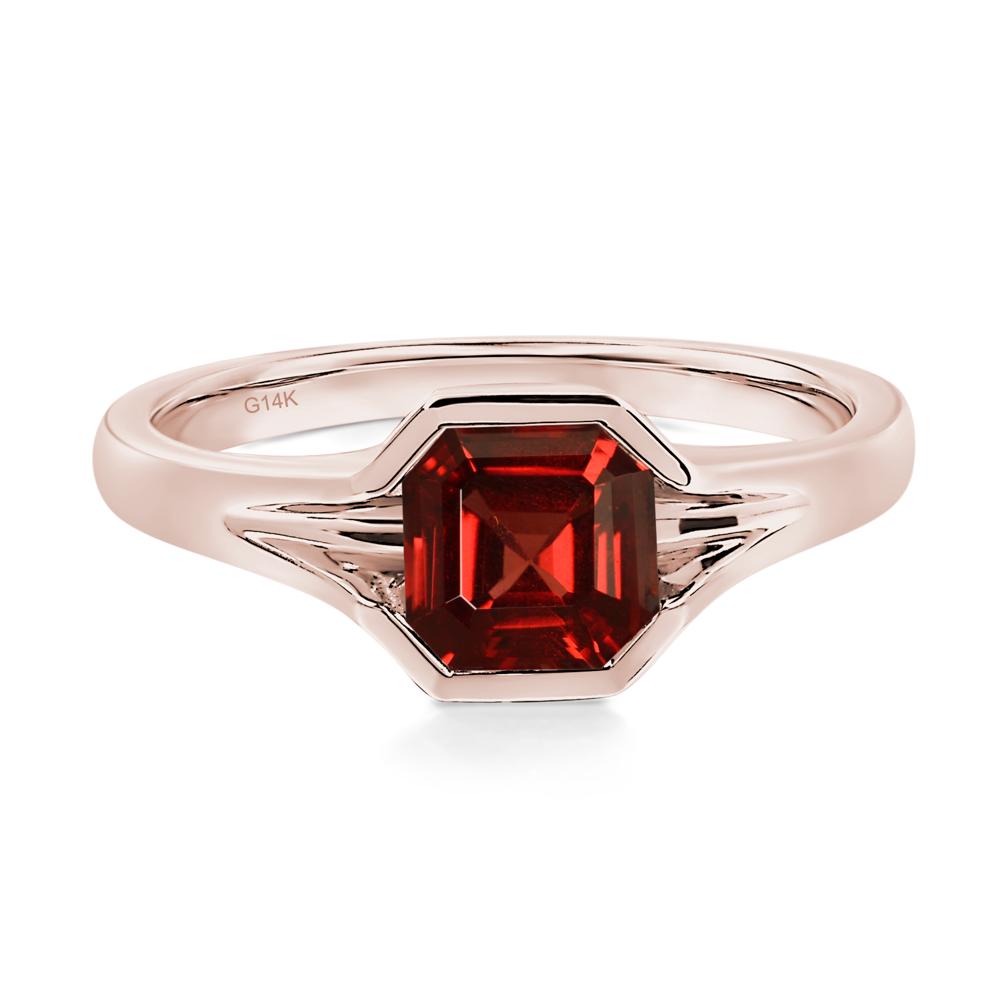 Asscher Cut Garnet Solitaire Promise Ring - LUO Jewelry #metal_14k rose gold