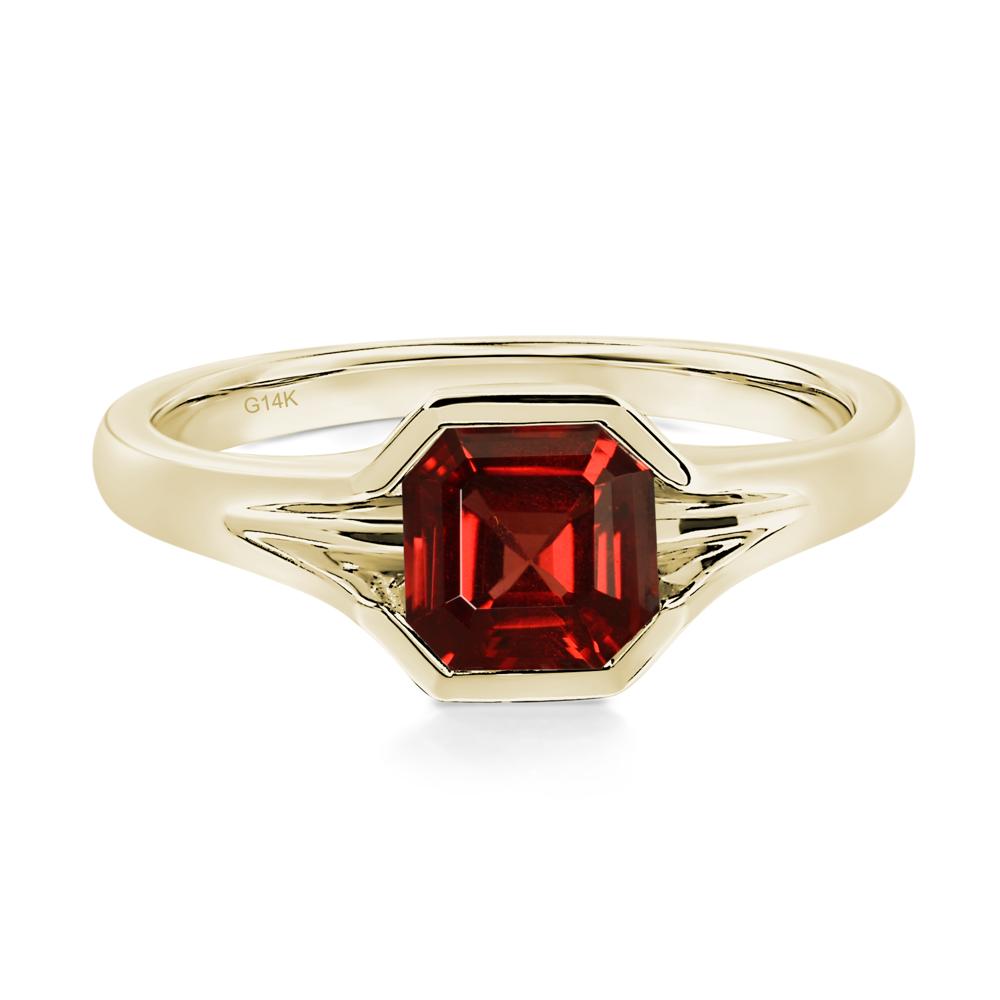 Asscher Cut Garnet Solitaire Promise Ring - LUO Jewelry #metal_14k yellow gold