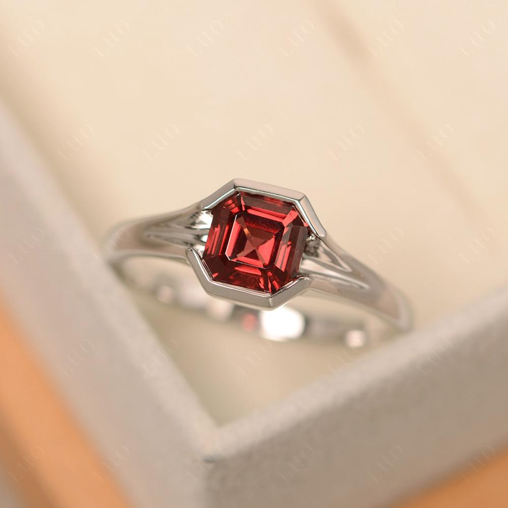 Asscher Cut Garnet Solitaire Promise Ring - LUO Jewelry
