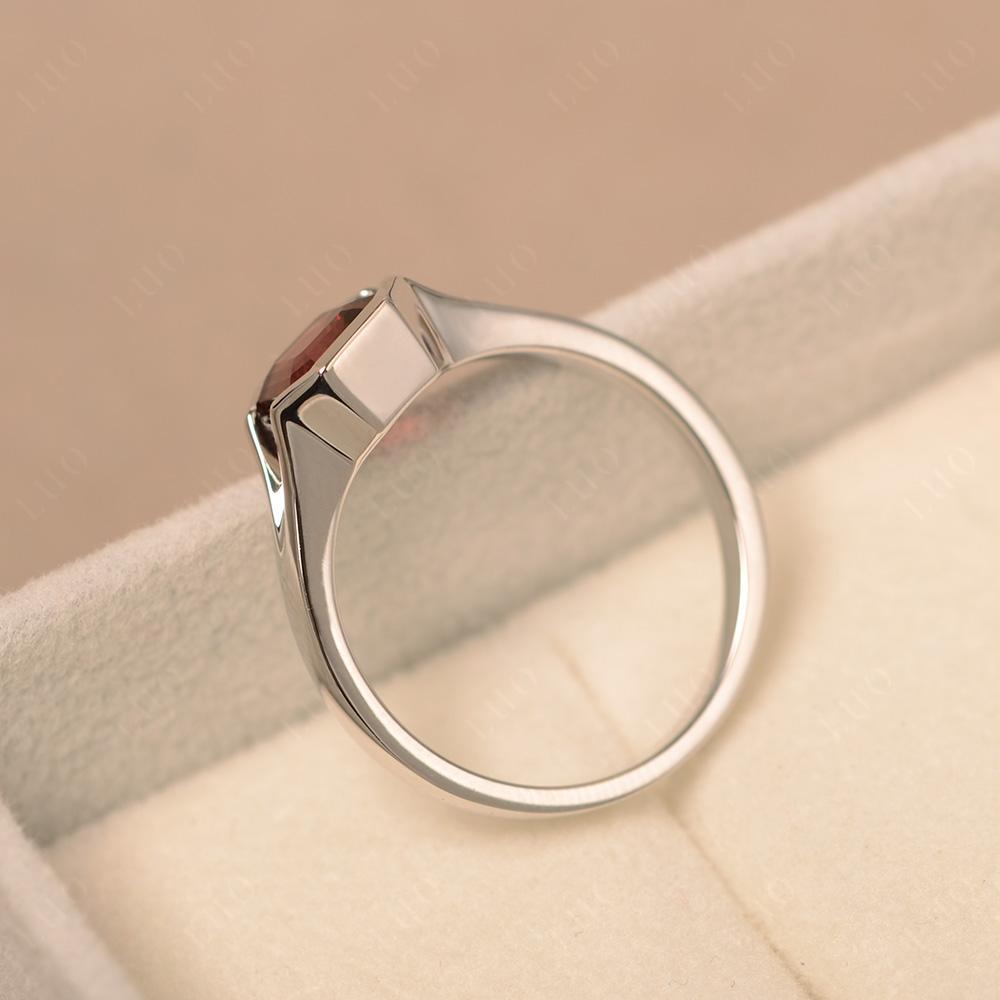 Asscher Cut Garnet Solitaire Engagement Ring - LUO Jewelry