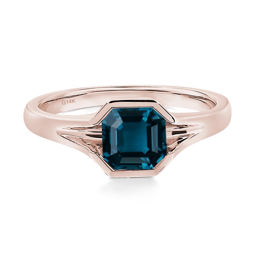 Asscher Cut London Blue Topaz Solitaire Promise Ring - LUO Jewelry #metal_14k rose gold