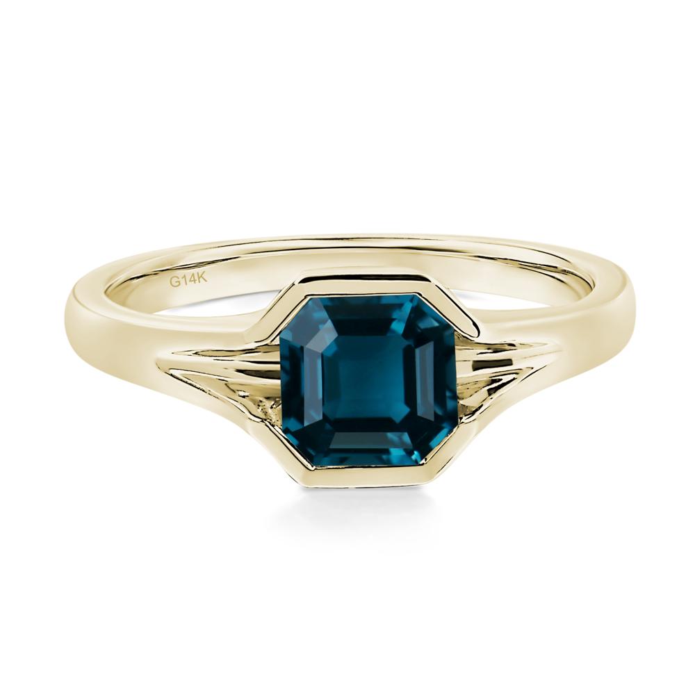 Asscher Cut London Blue Topaz Solitaire Promise Ring - LUO Jewelry #metal_14k yellow gold