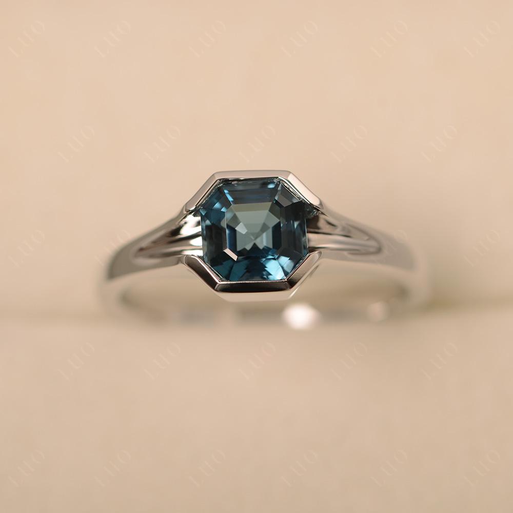 Asscher Cut London Blue Topaz Solitaire Engagement Ring - LUO Jewelry