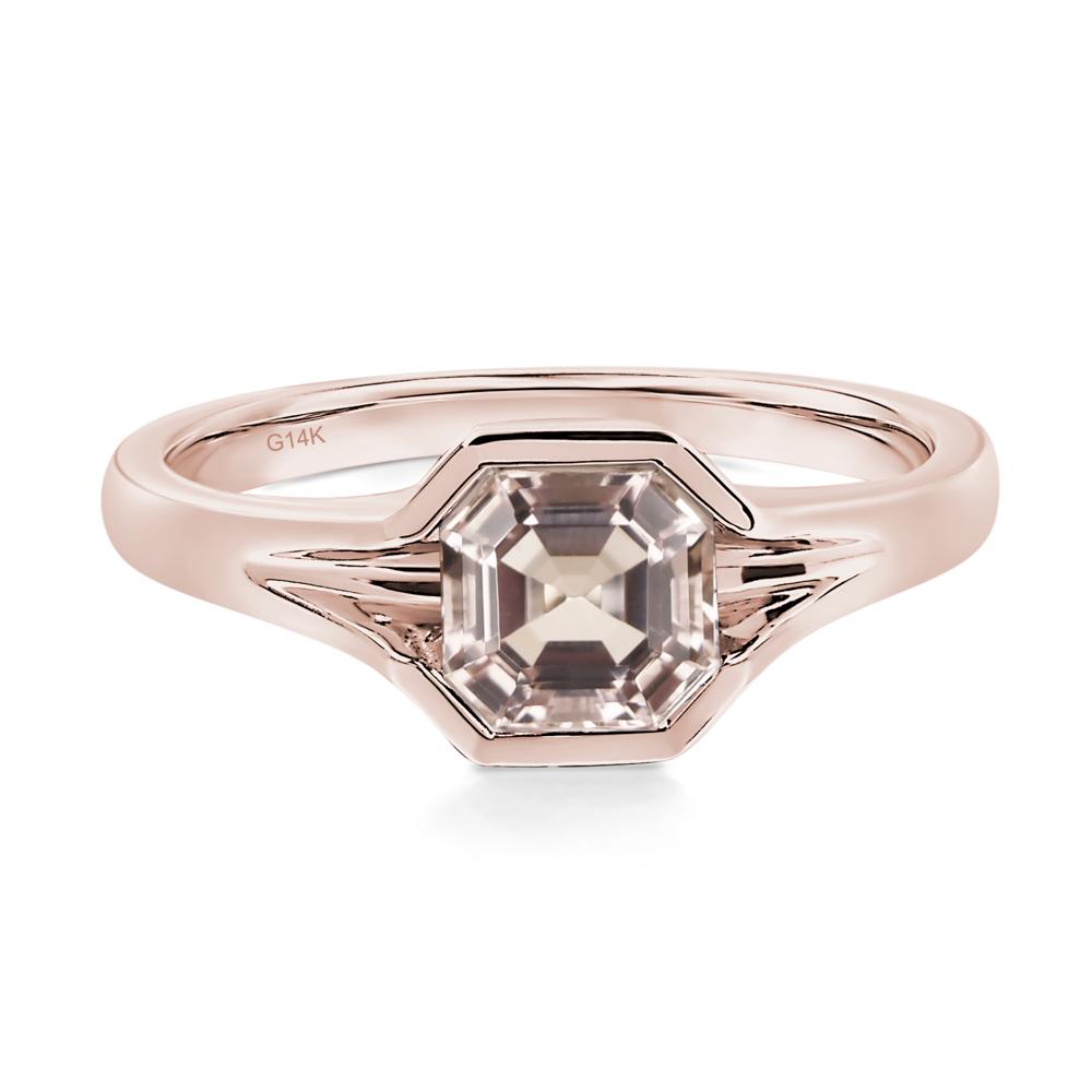 Asscher Cut Morganite Solitaire Promise Ring - LUO Jewelry #metal_14k rose gold