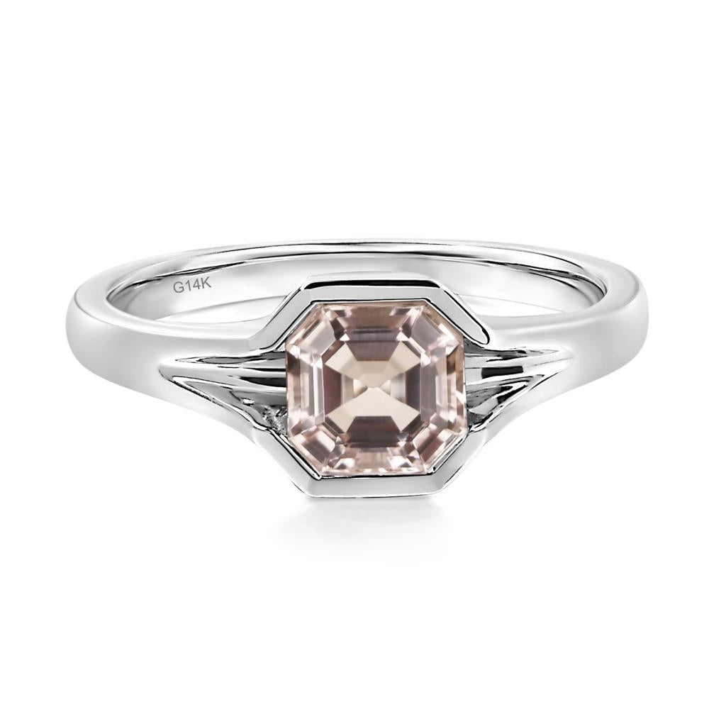 Asscher Cut Morganite Solitaire Promise Ring - LUO Jewelry #metal_14k white gold