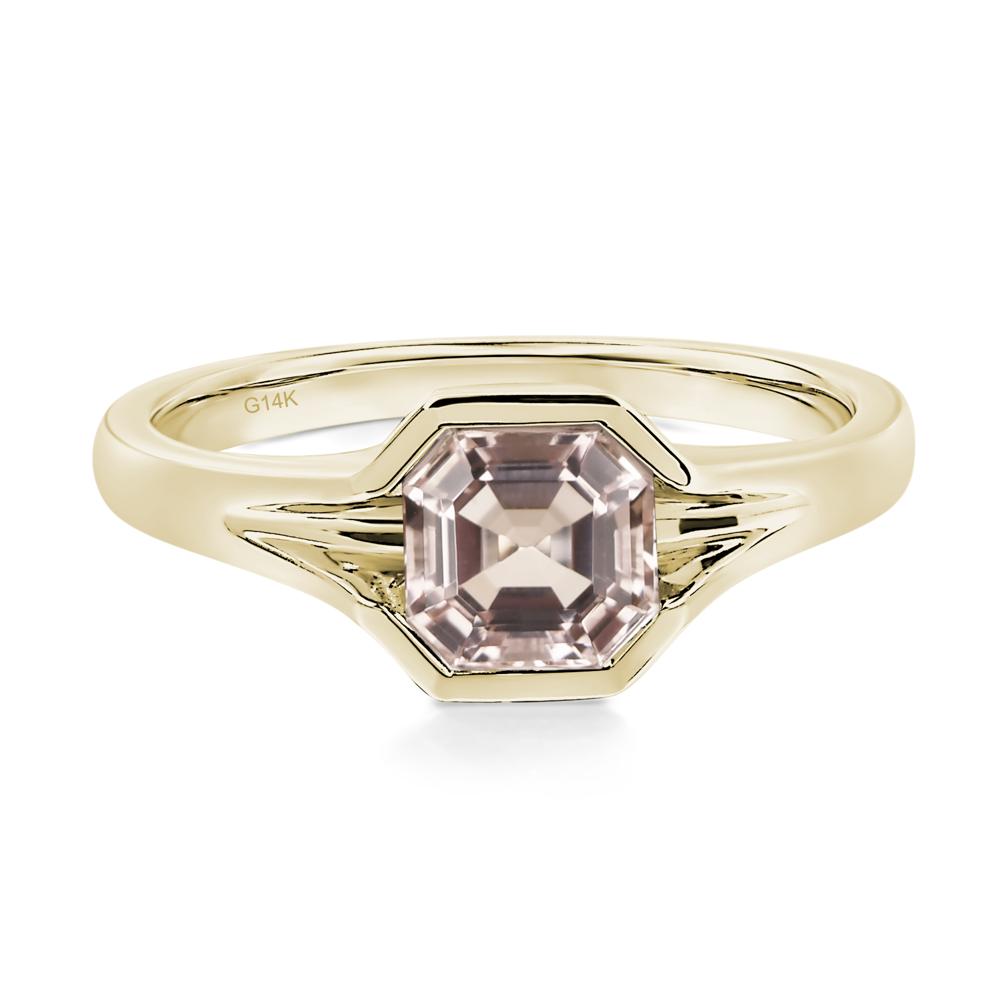 Asscher Cut Morganite Solitaire Promise Ring - LUO Jewelry #metal_14k yellow gold