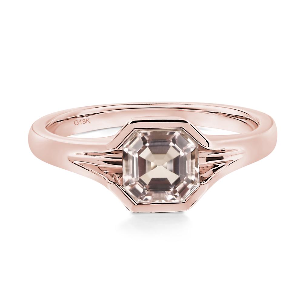 Asscher Cut Morganite Solitaire Promise Ring - LUO Jewelry #metal_18k rose gold