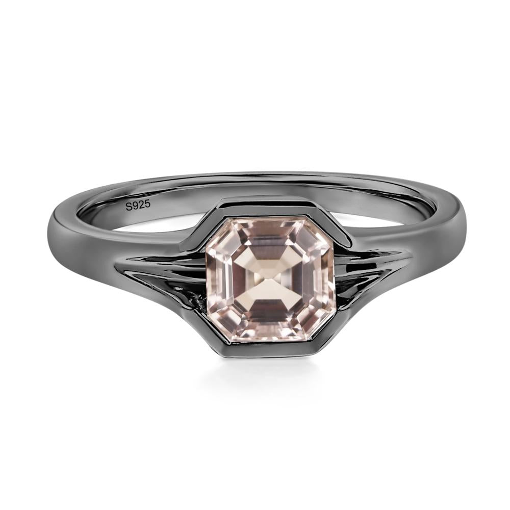 Asscher Cut Morganite Solitaire Promise Ring - LUO Jewelry #metal_black finish sterling silver