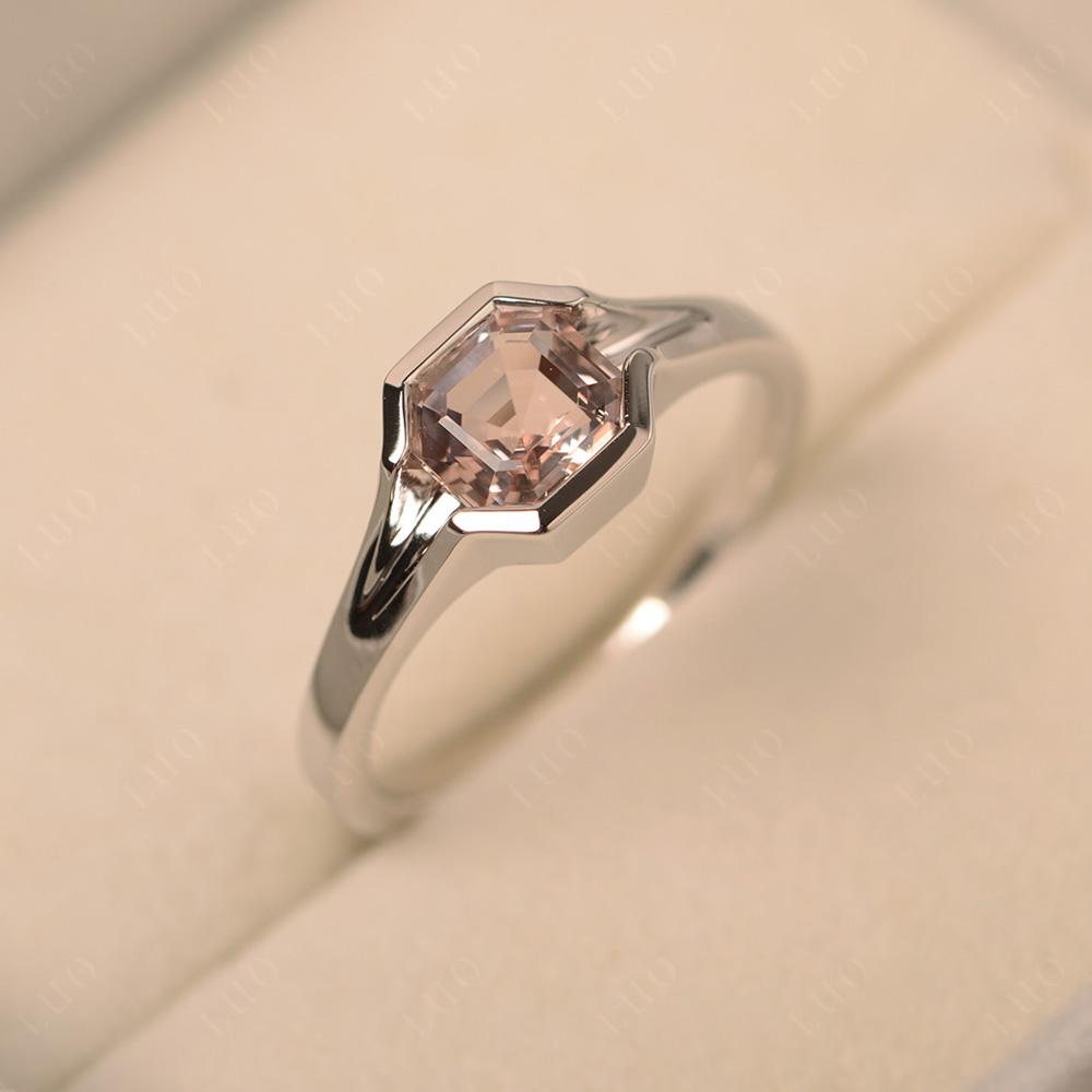 Asscher Cut Morganite Solitaire Engagement Ring - LUO Jewelry