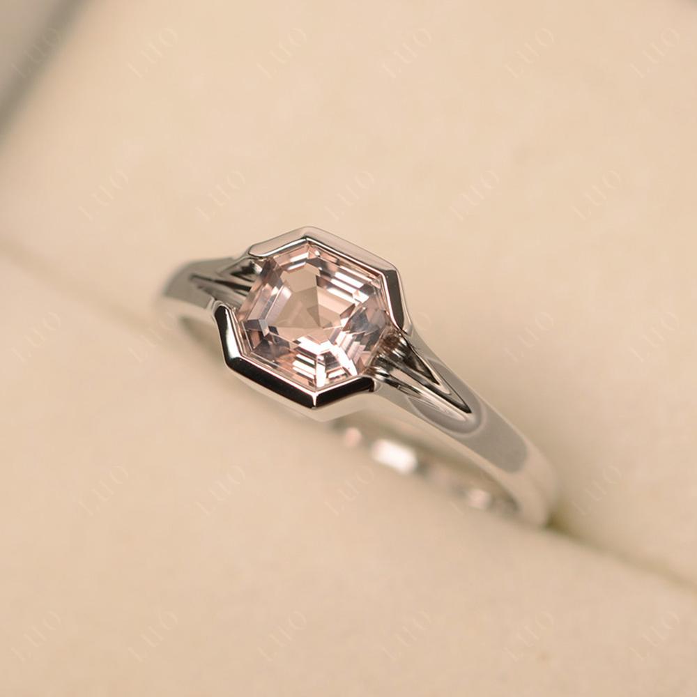 Asscher Cut Morganite Solitaire Engagement Ring - LUO Jewelry
