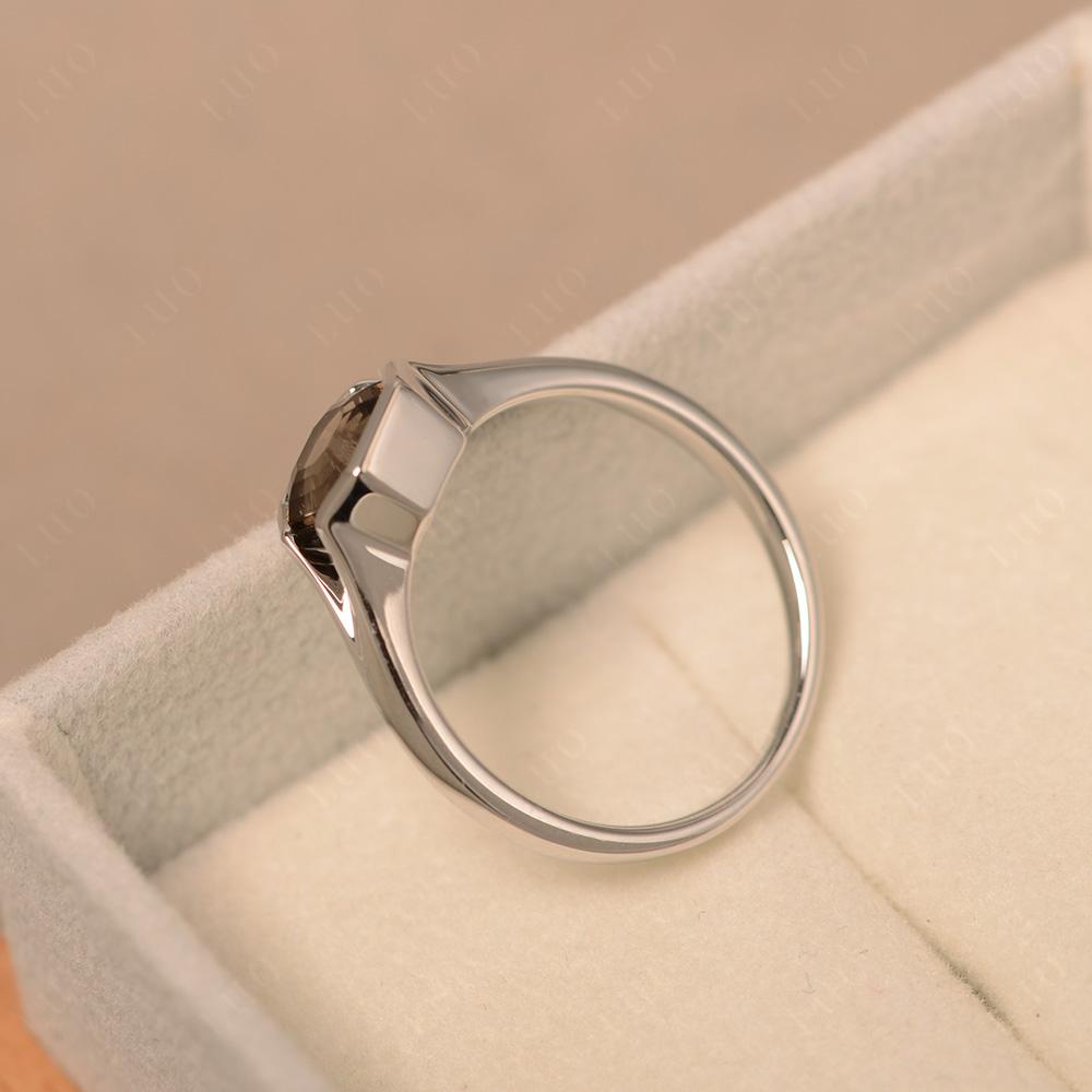 Asscher Cut Smoky Quartz  Solitaire Engagement Ring - LUO Jewelry
