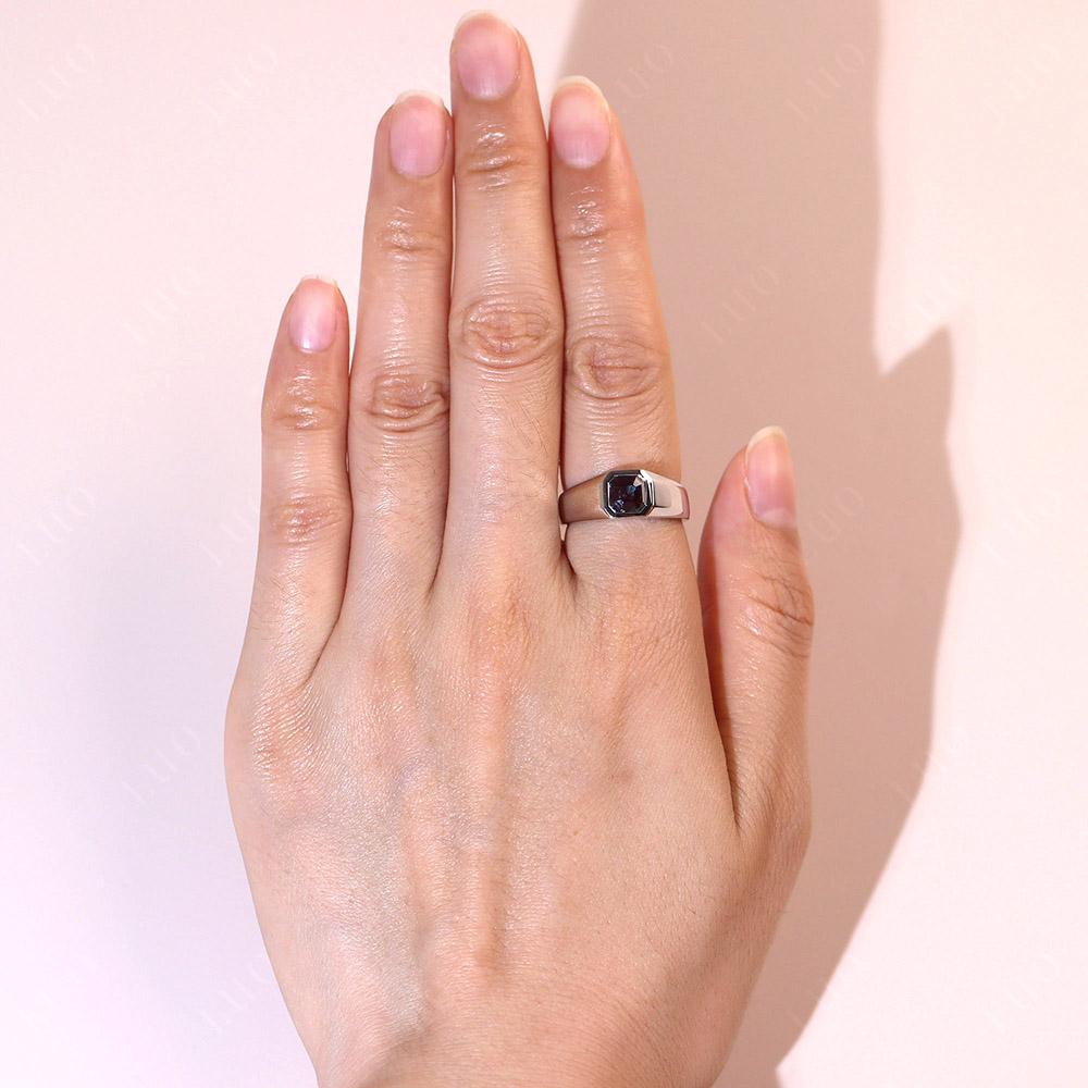 Asscher Cut Mens Lab Alexandrite Ring - LUO Jewelry