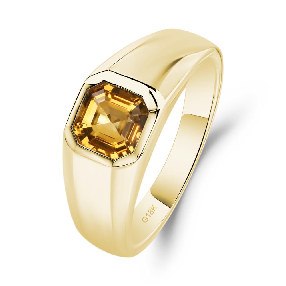 Wide Band Asscher Cut Citrine Ring - LUO Jewelry #metal_18k yellow gold