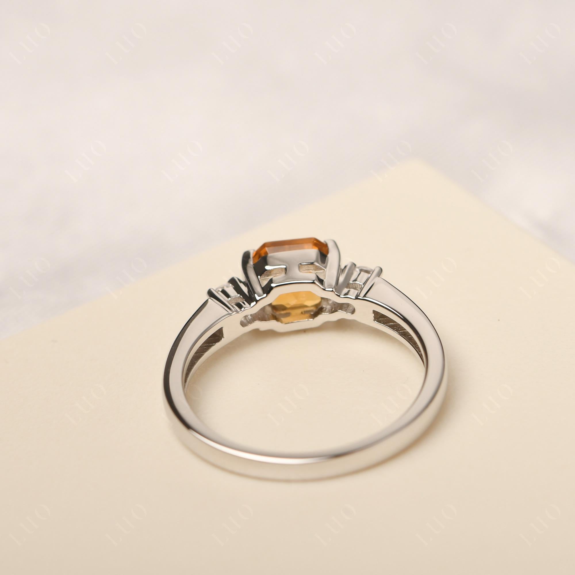 Citrine Half Bezel Set Asscher Cut Ring - LUO Jewelry
