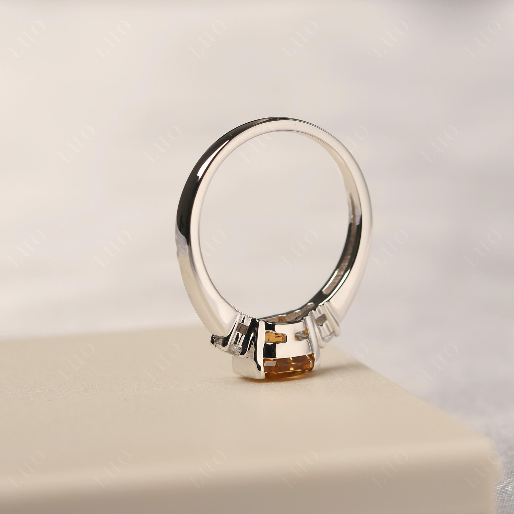 Citrine Half Bezel Set Asscher Cut Ring - LUO Jewelry