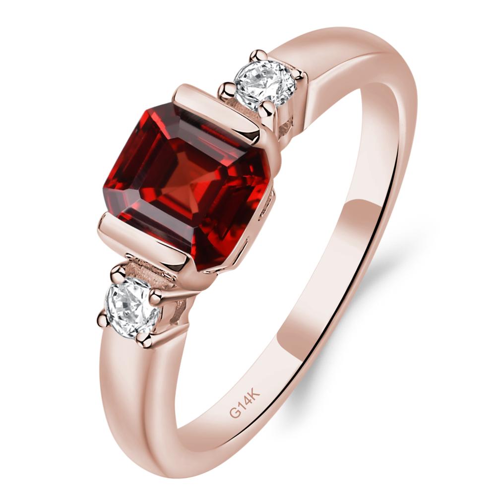 Garnet Half Bezel Set Asscher Cut Ring - LUO Jewelry #metal_14k rose gold