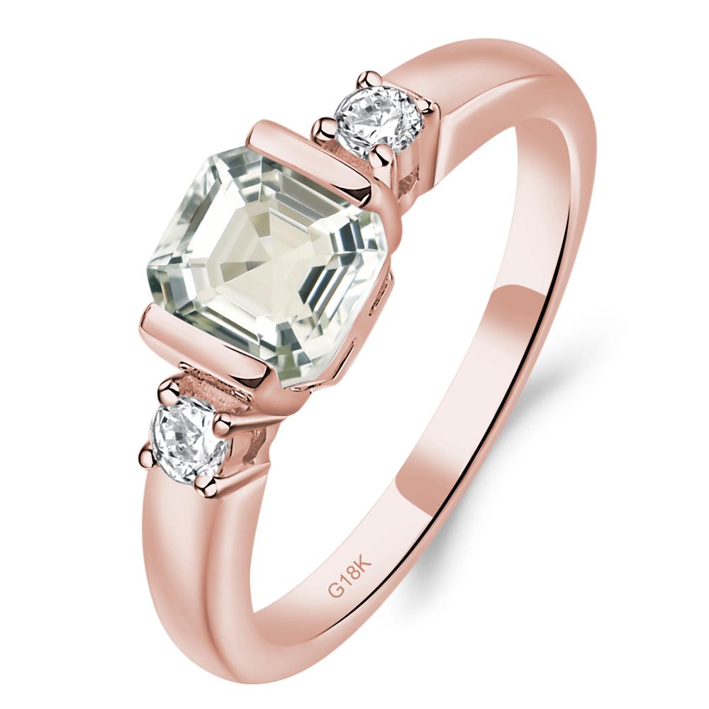 Green Amethyst Half Bezel Set Asscher Cut Ring - LUO Jewelry #metal_18k rose gold