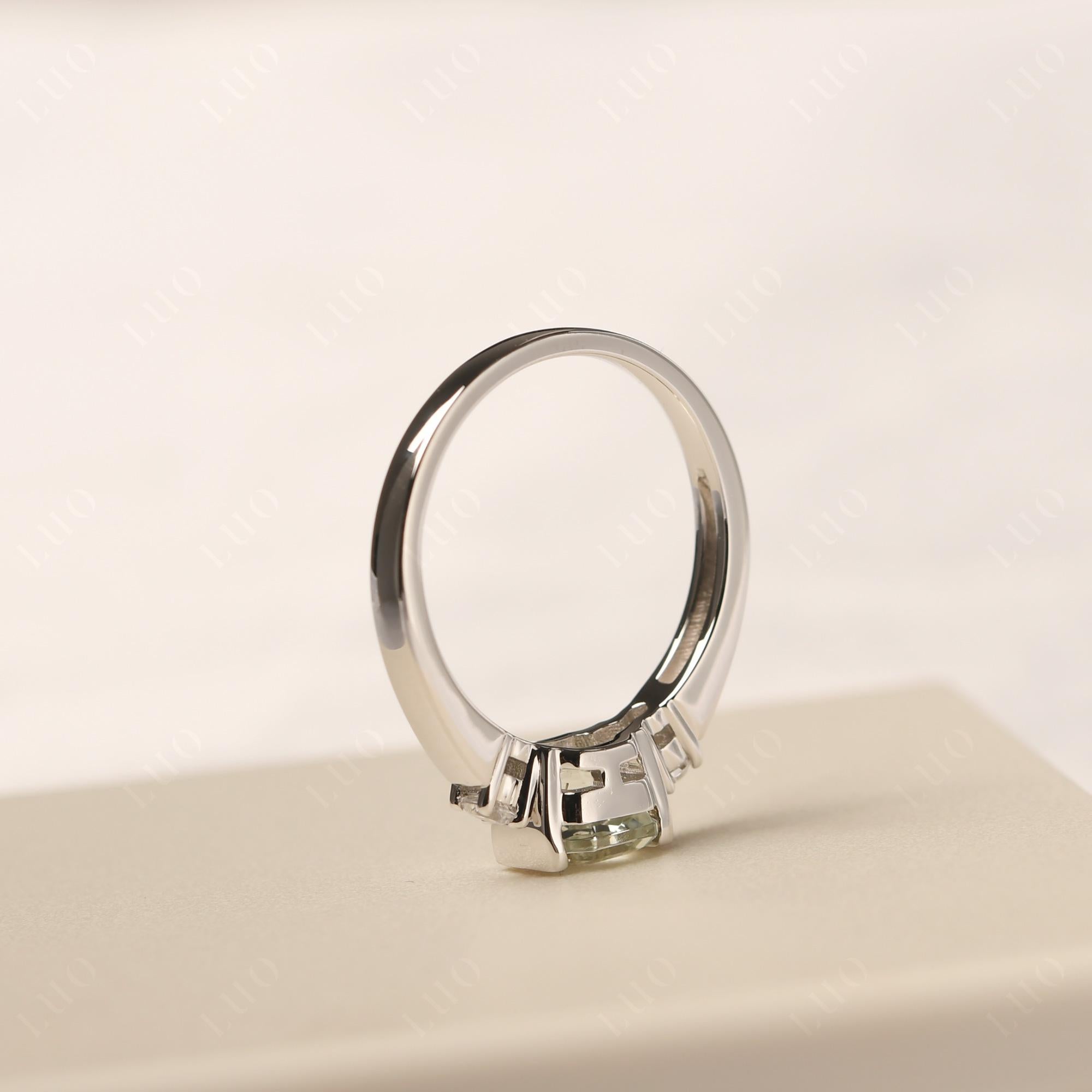 Green Amethyst Half Bezel Set Asscher Cut Ring - LUO Jewelry