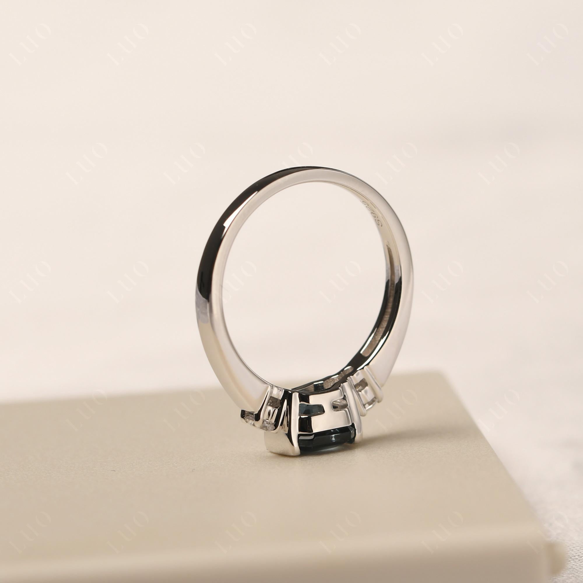 London Blue Topaz Half Bezel Set Asscher Cut Ring - LUO Jewelry