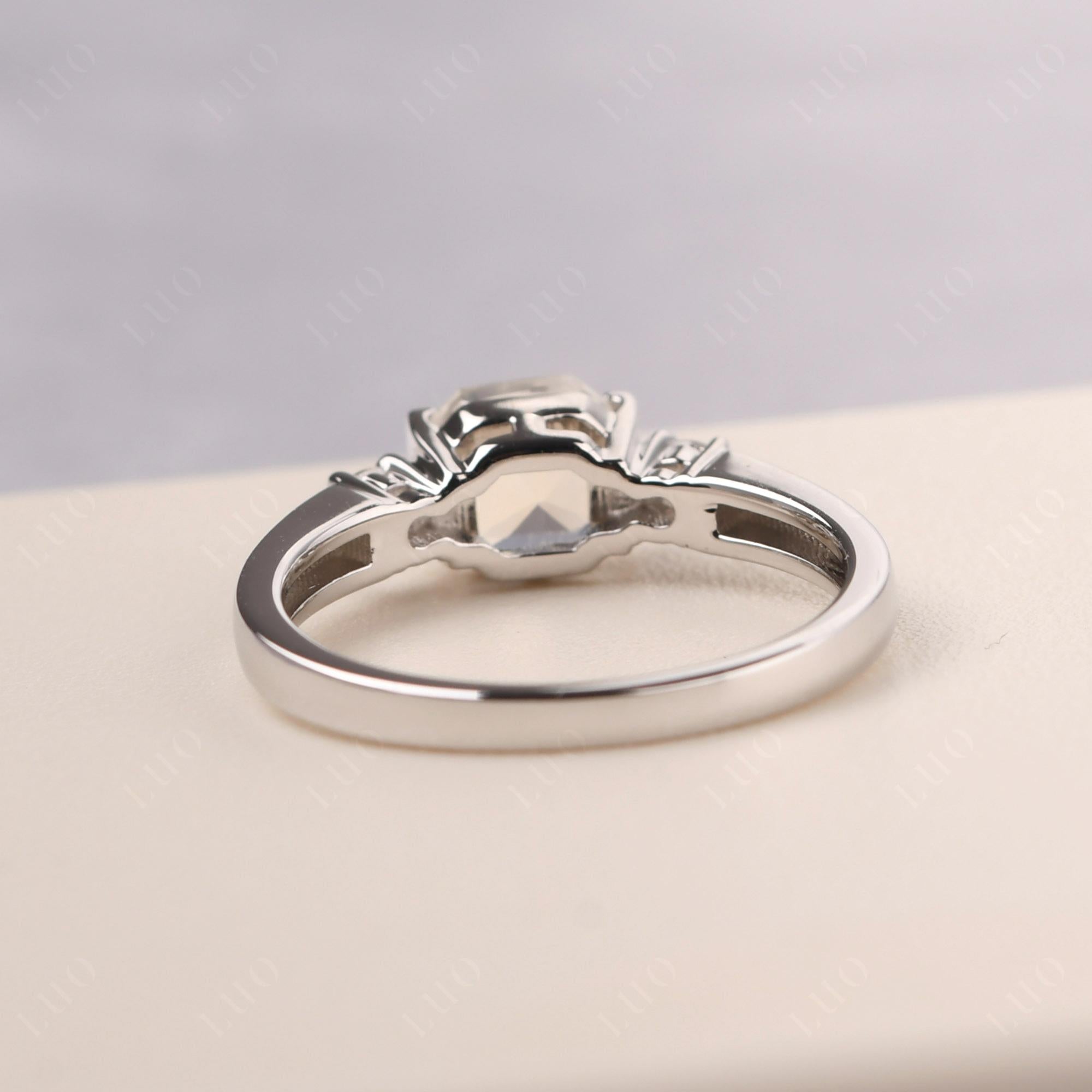Moonstone Half Bezel Set Asscher Cut Ring - LUO Jewelry