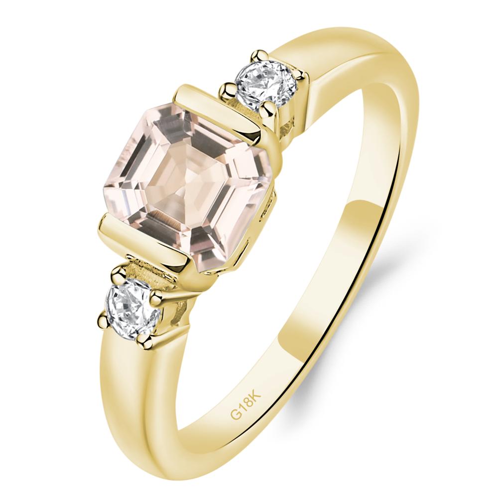 Morganite Half Bezel Set Asscher Cut Ring - LUO Jewelry #metal_18k yellow gold