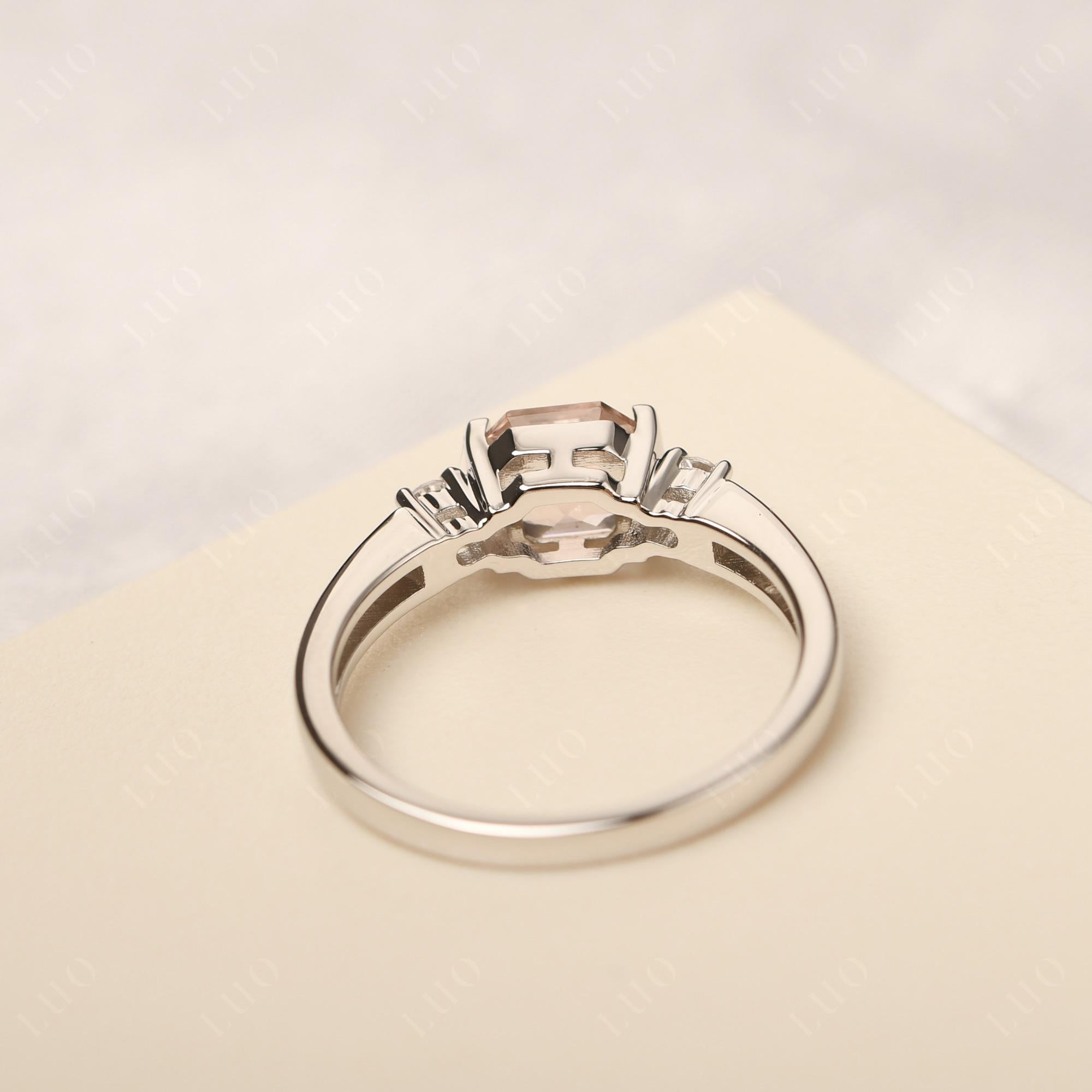 Morganite Half Bezel Set Asscher Cut Ring - LUO Jewelry