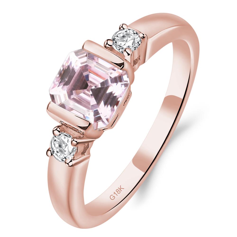 Pink Cubic Zirconia Half Bezel Set Asscher Cut Ring - LUO Jewelry #metal_18k rose gold