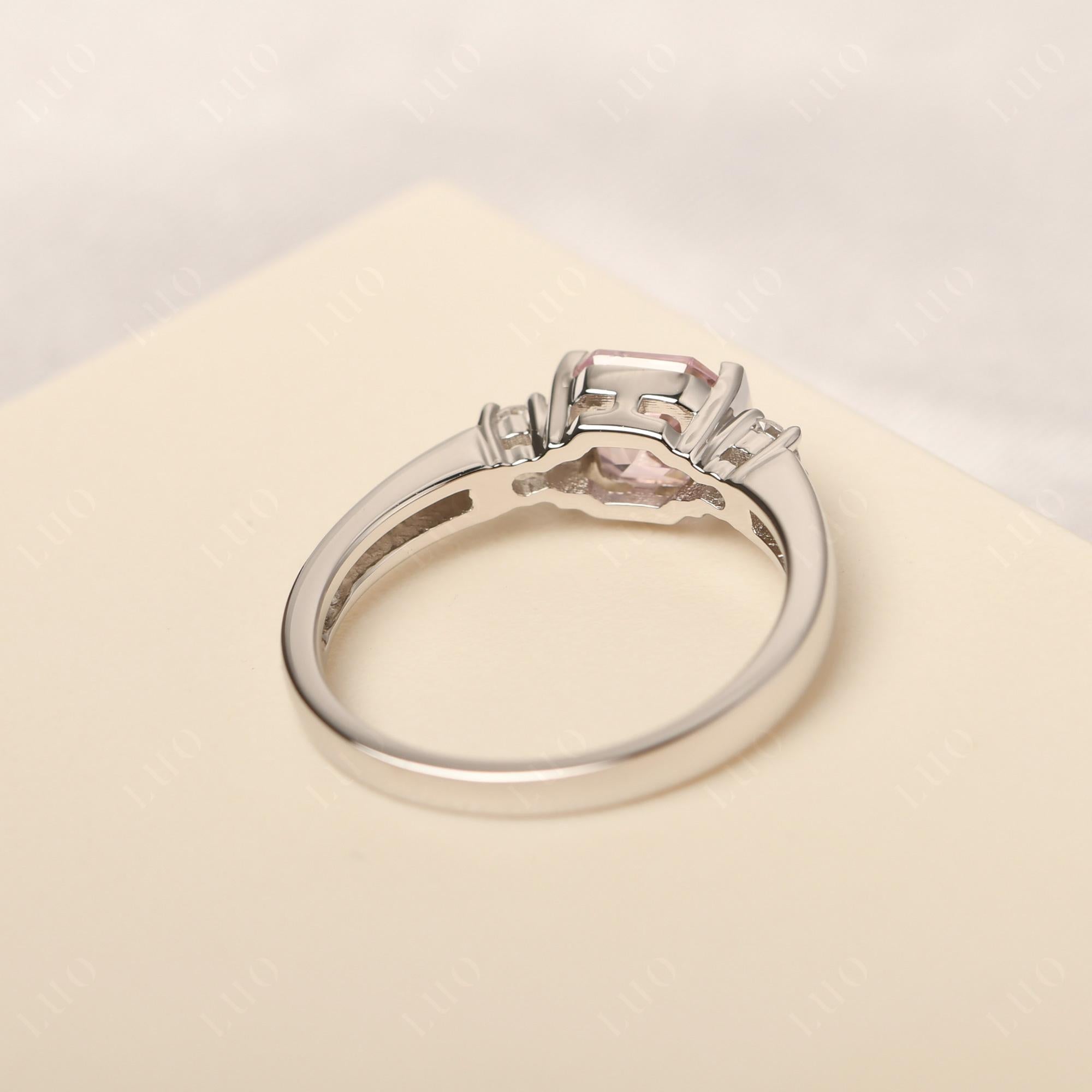 Pink Cubic Zirconia Half Bezel Set Asscher Cut Ring - LUO Jewelry