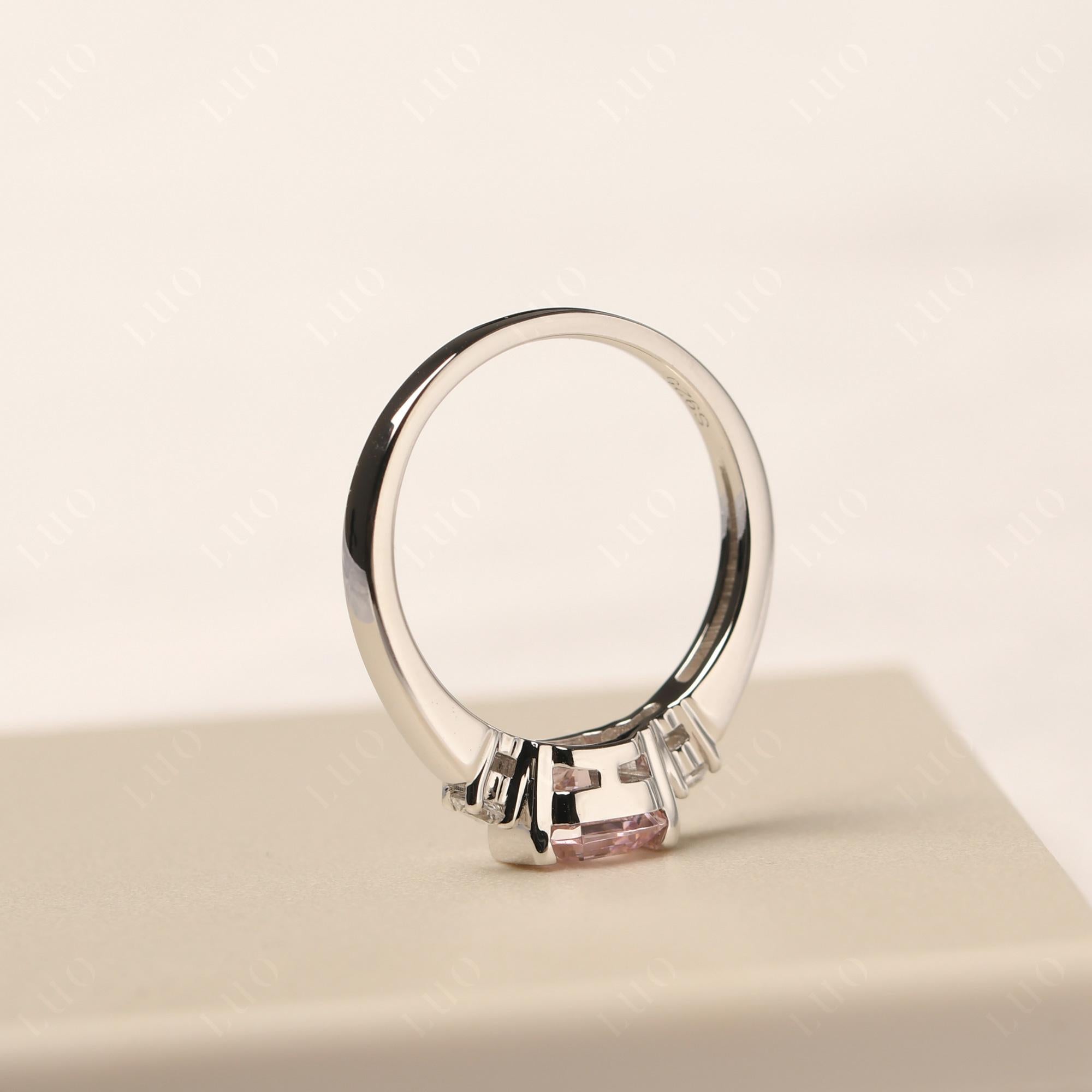 Pink Cubic Zirconia Half Bezel Set Asscher Cut Ring - LUO Jewelry