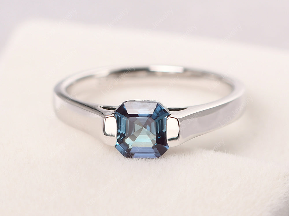 Asscher Cut Alexandrite Solitaire Ring - LUO Jewelry