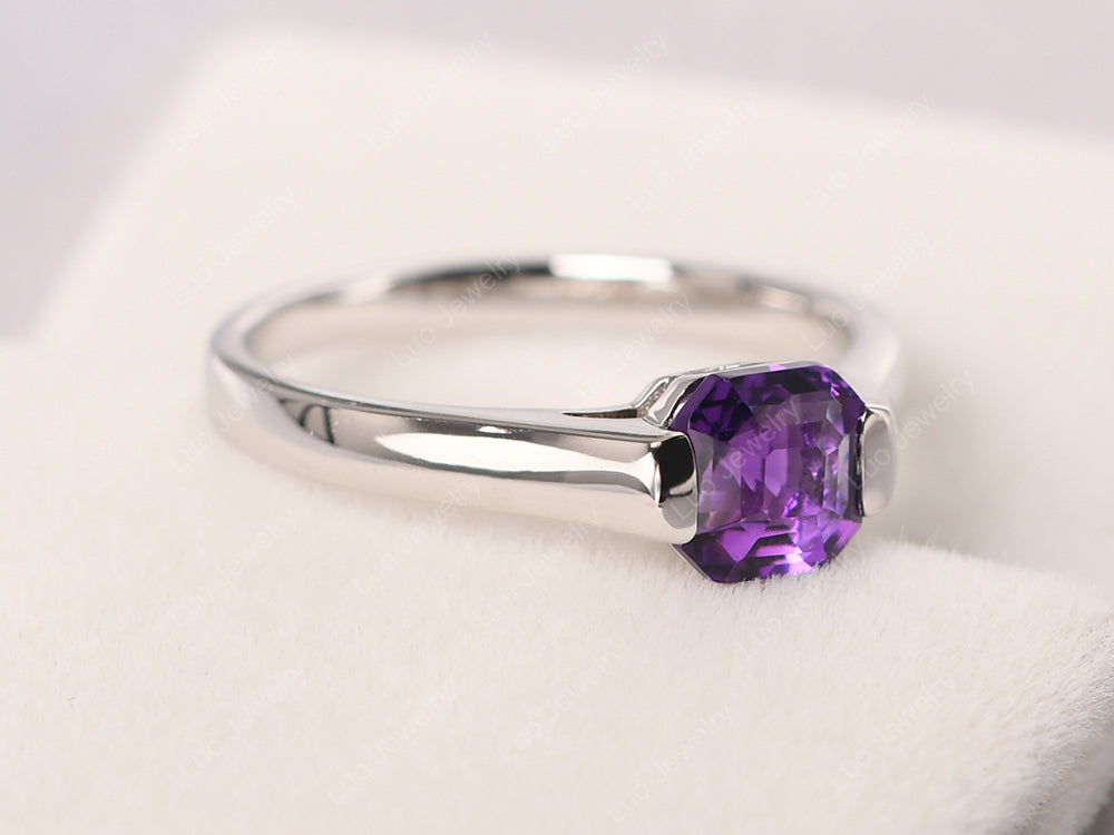 Asscher Cut Amethyst Solitaire Ring - LUO Jewelry