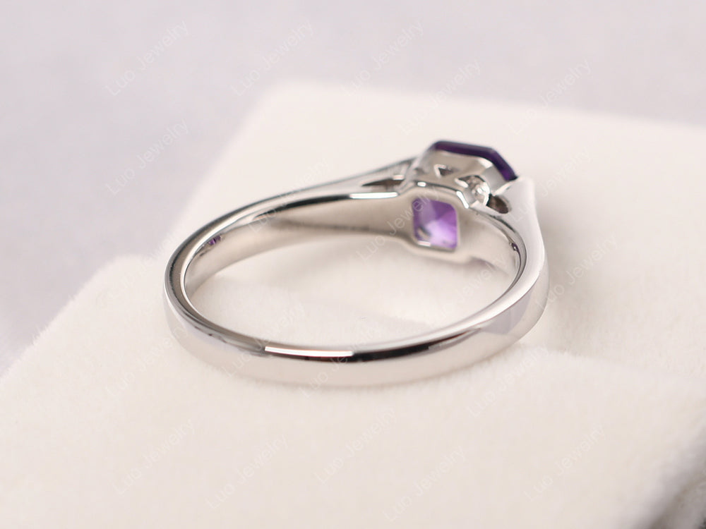 Asscher Cut Amethyst Solitaire Ring - LUO Jewelry