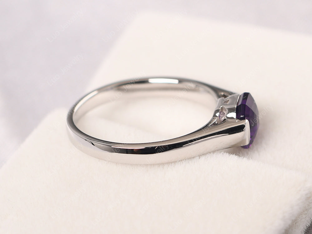 Asscher Cut Amethyst Solitaire Ring - LUO Jewelry