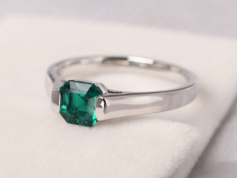Asscher cut emerald ring, 1.5 ct 7*7 mm square emerald cut emerald  engagement ring, May Birthstone Promise Ring, Emerald Solitaire Ring