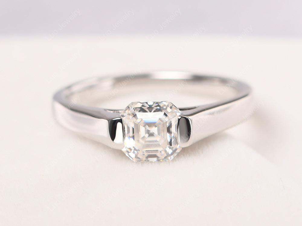 Asscher Cut Moissanite Solitaire Ring - LUO Jewelry
