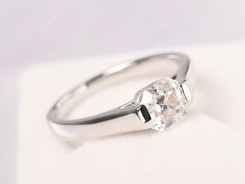 Asscher Cut Moissanite Solitaire Ring - LUO Jewelry