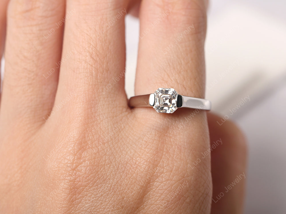 Asscher Cut Moissanite Solitaire Ring - LUO Jewelry