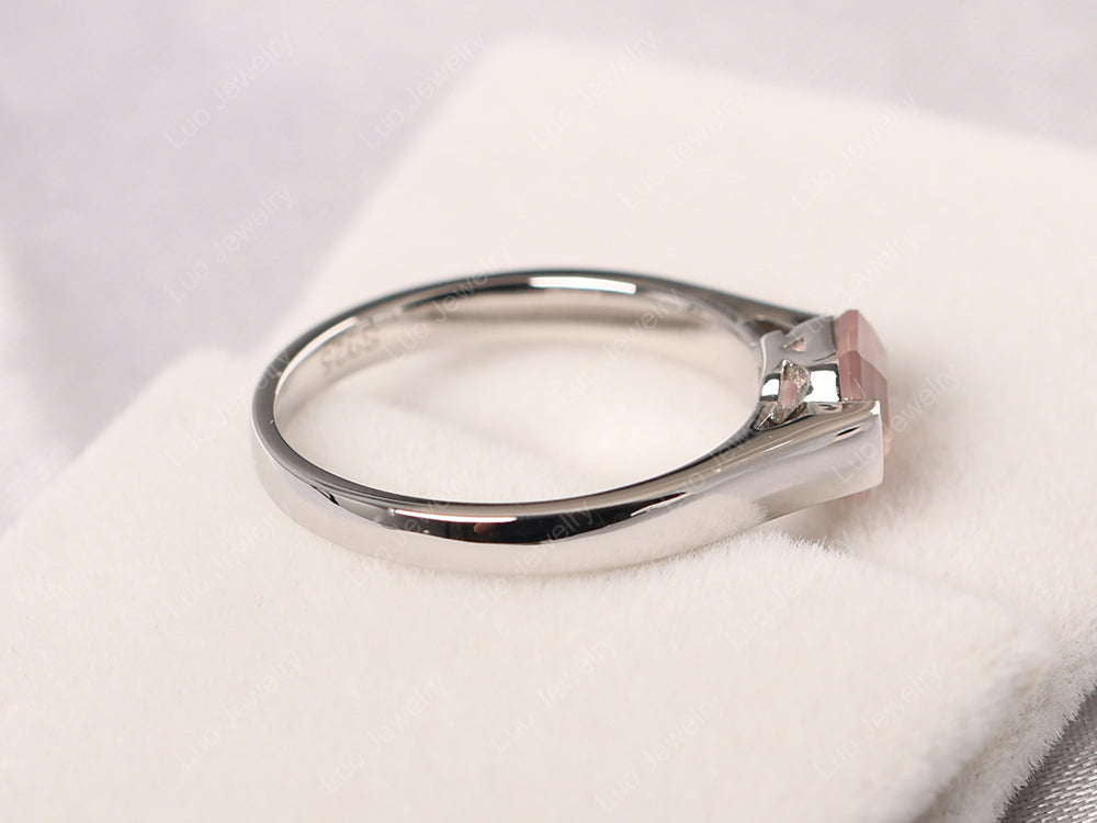 Asscher Cut Rose Quartz Solitaire Ring - LUO Jewelry