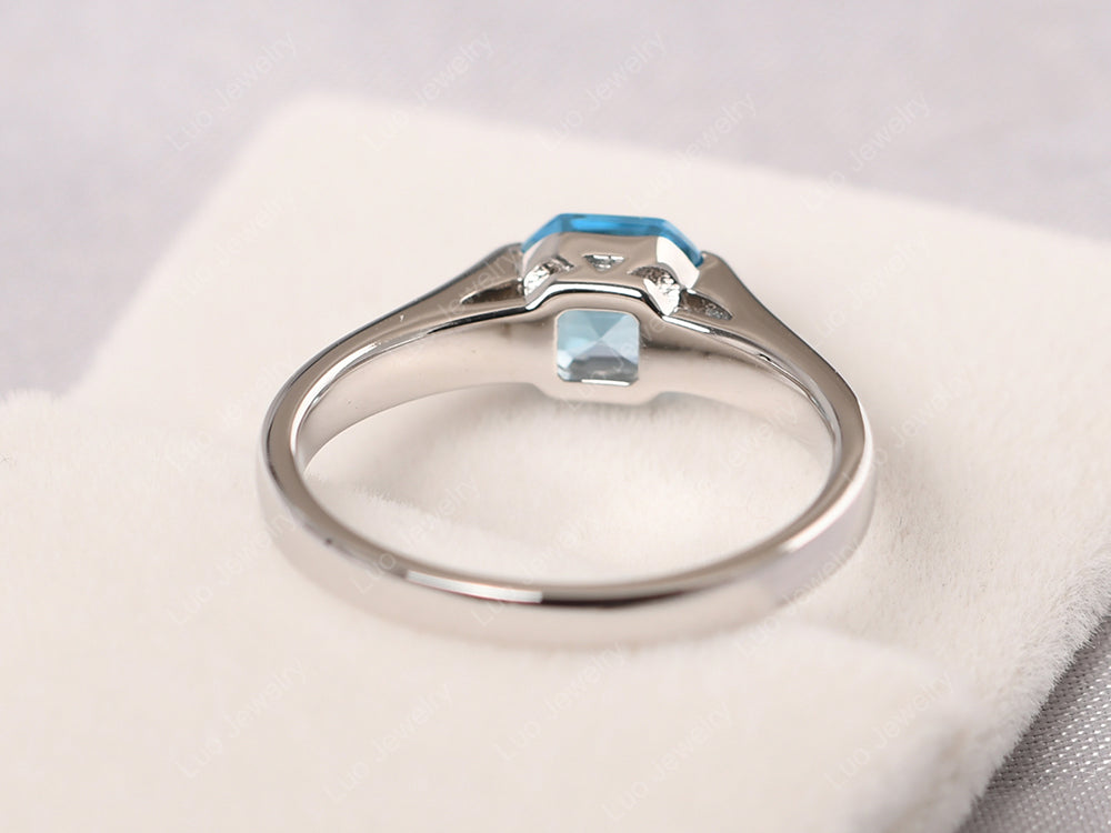 Asscher Cut Swiss Blue Topaz Solitaire Ring - LUO Jewelry