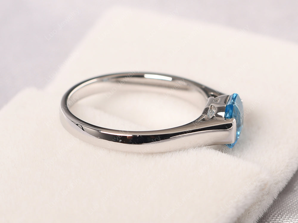 Asscher Cut Swiss Blue Topaz Solitaire Ring - LUO Jewelry