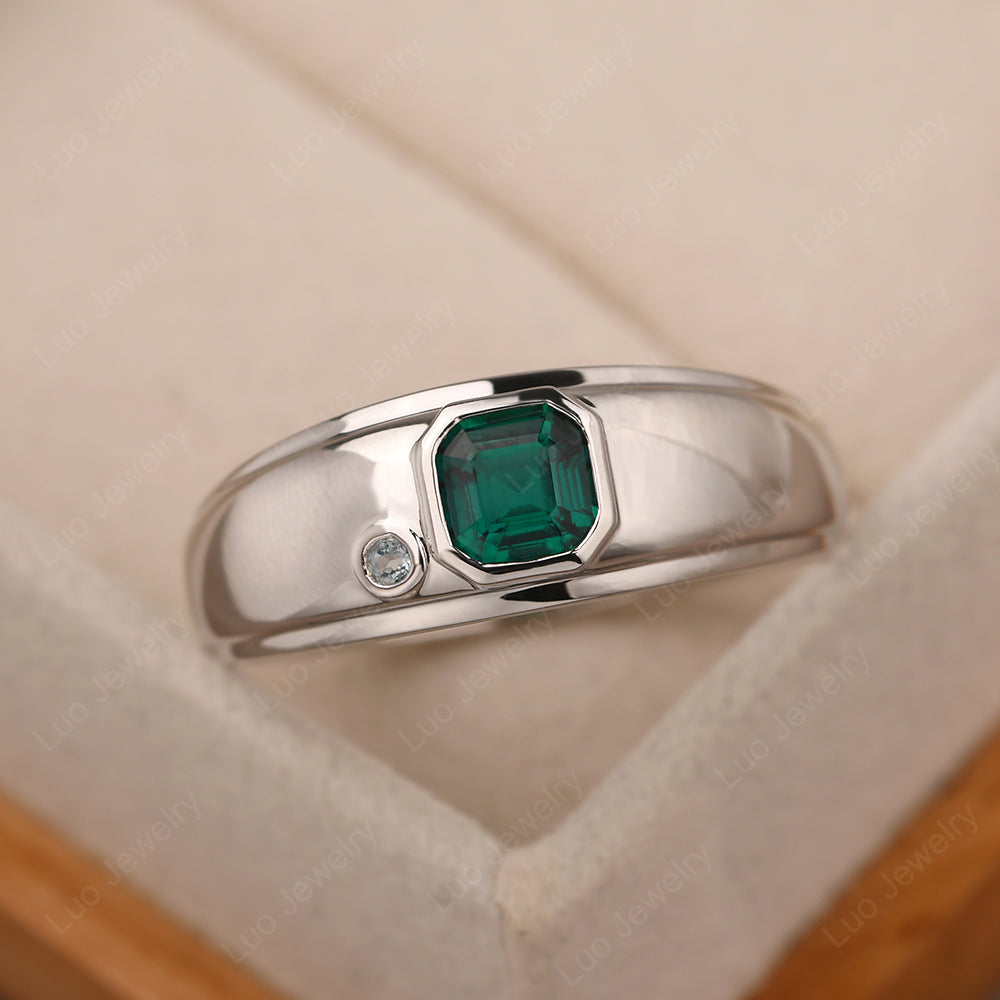 Asscher Cut Emerald Rings For Men - LUO Jewelry