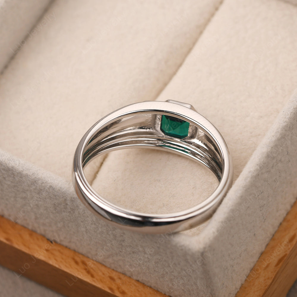 Asscher Cut Emerald Rings For Men - LUO Jewelry