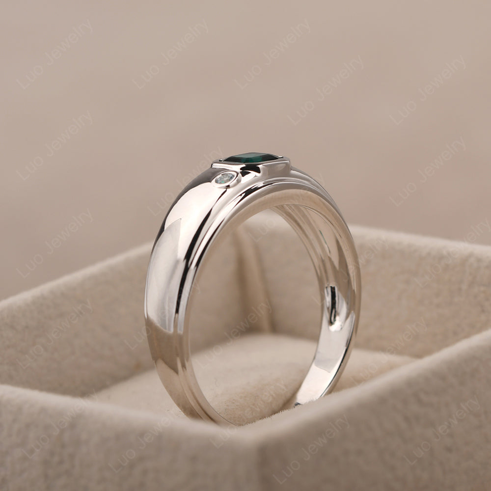 Asscher Cut Emerald Rings For Men - LUO Jewelry