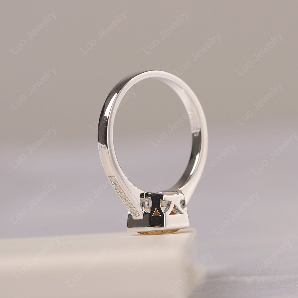 Citrine Bezel Set Asscher Engagement Rings - LUO Jewelry