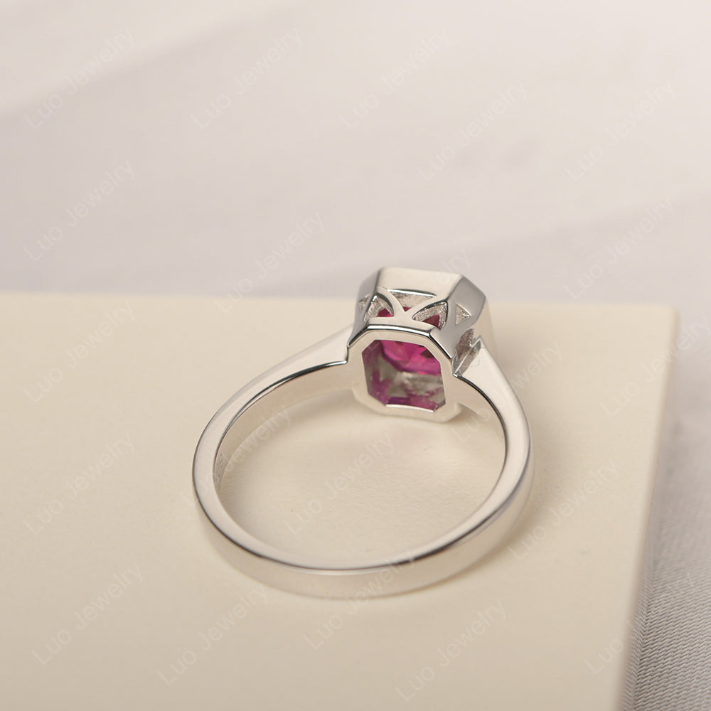 Ruby Bezel Set Asscher Engagement Rings - LUO Jewelry